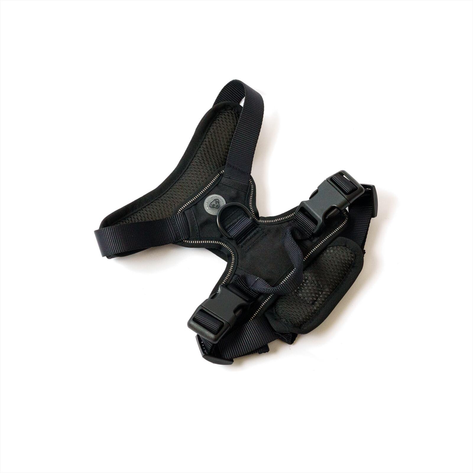 Black Dog Harness with Bonded Mesh and Reflective Stitching