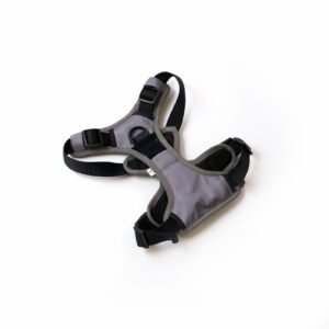 Grey Dog Harness with Bonded Mesh and Reflective Stitching