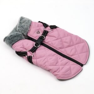Dog Jacket with Built-In Harness, Pink