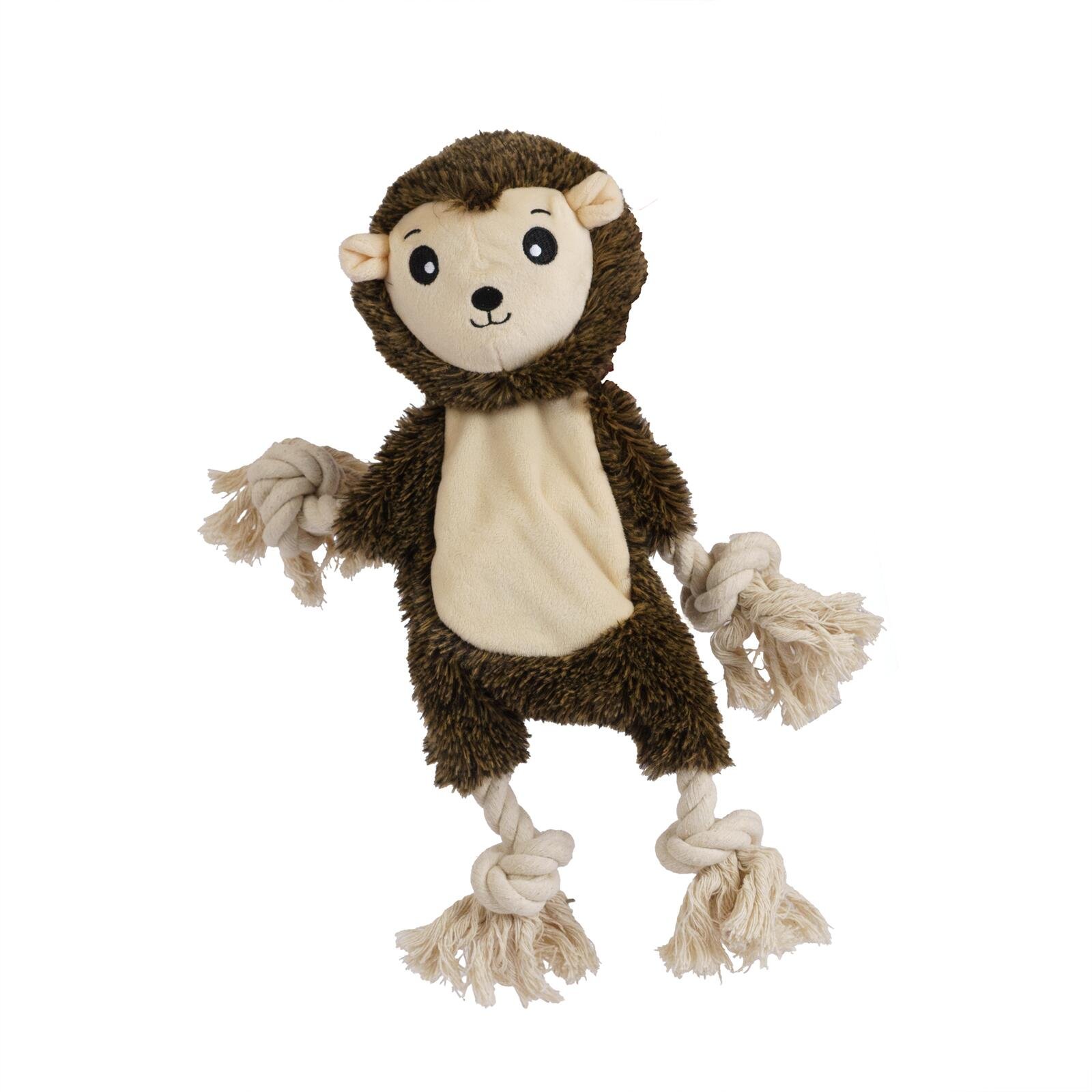 Hedgehog Rope Dog Toy with Squeaker and Durable Stitching