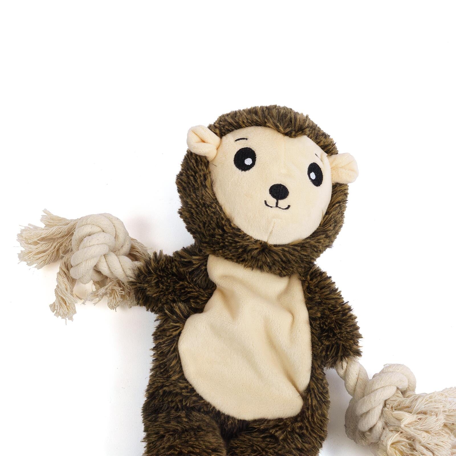 Hedgehog Rope Dog Toy with Squeaker and Durable Stitching - Image 3