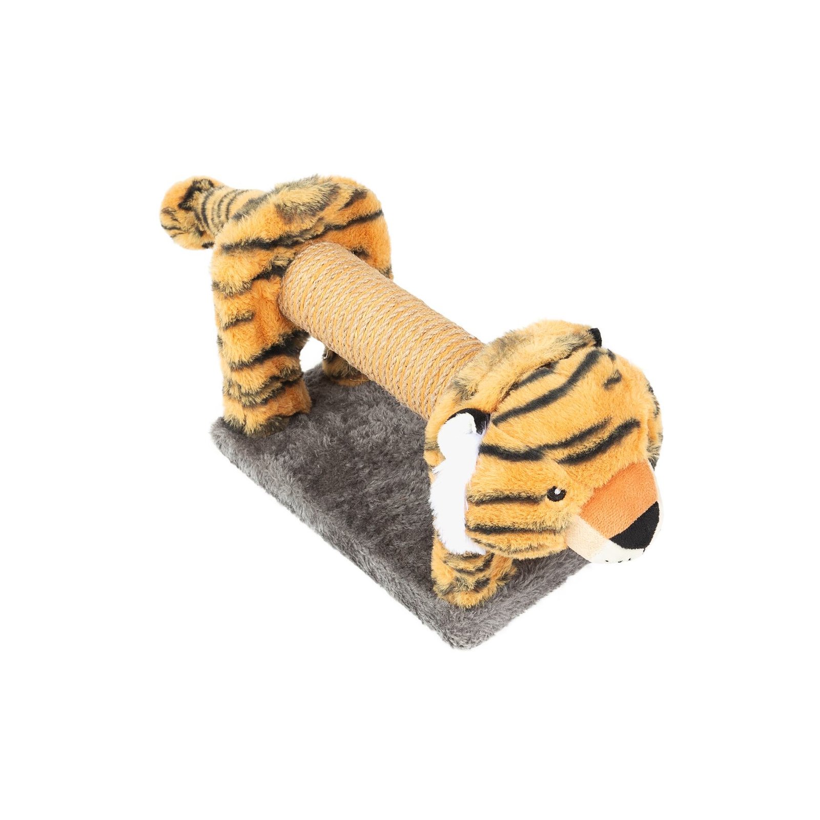 Cat Scratcher Shaped Like A Tiger, Plush Fabric, Interactive - Image 2