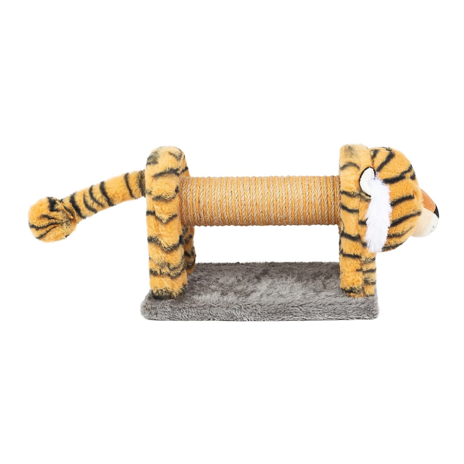 Cat Scratcher Shaped Like A Tiger, Plush Fabric, Interactive - Image 3