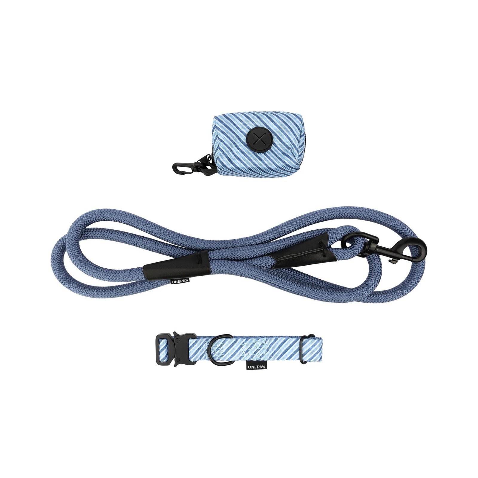 Dog 3-Pack Collar Leash Set, With bag Dispenser, Multiple Colors