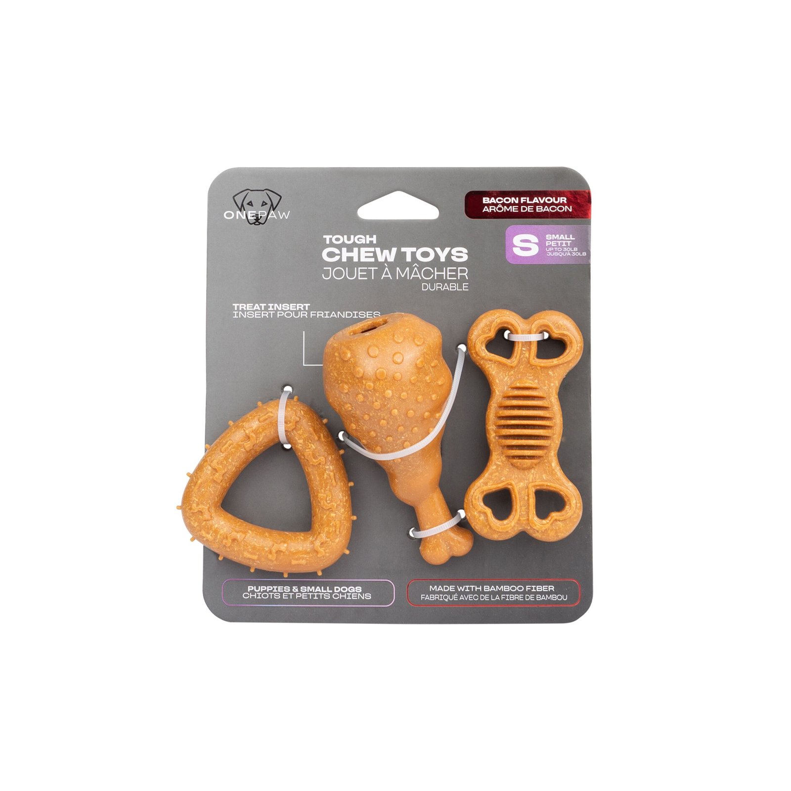 One Paw, 3 Pack Bamboo Fiber Chew Dog Toys, Small - Image 2