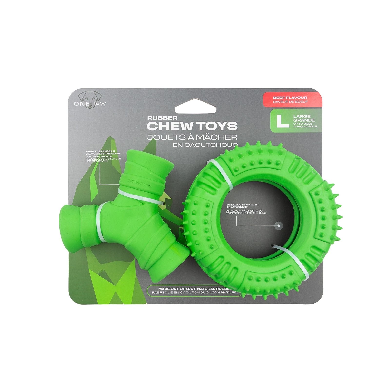 One Paw, 2 Pack Rubber Chew Dog Toy, Large, Treat Dispenser - Image 2