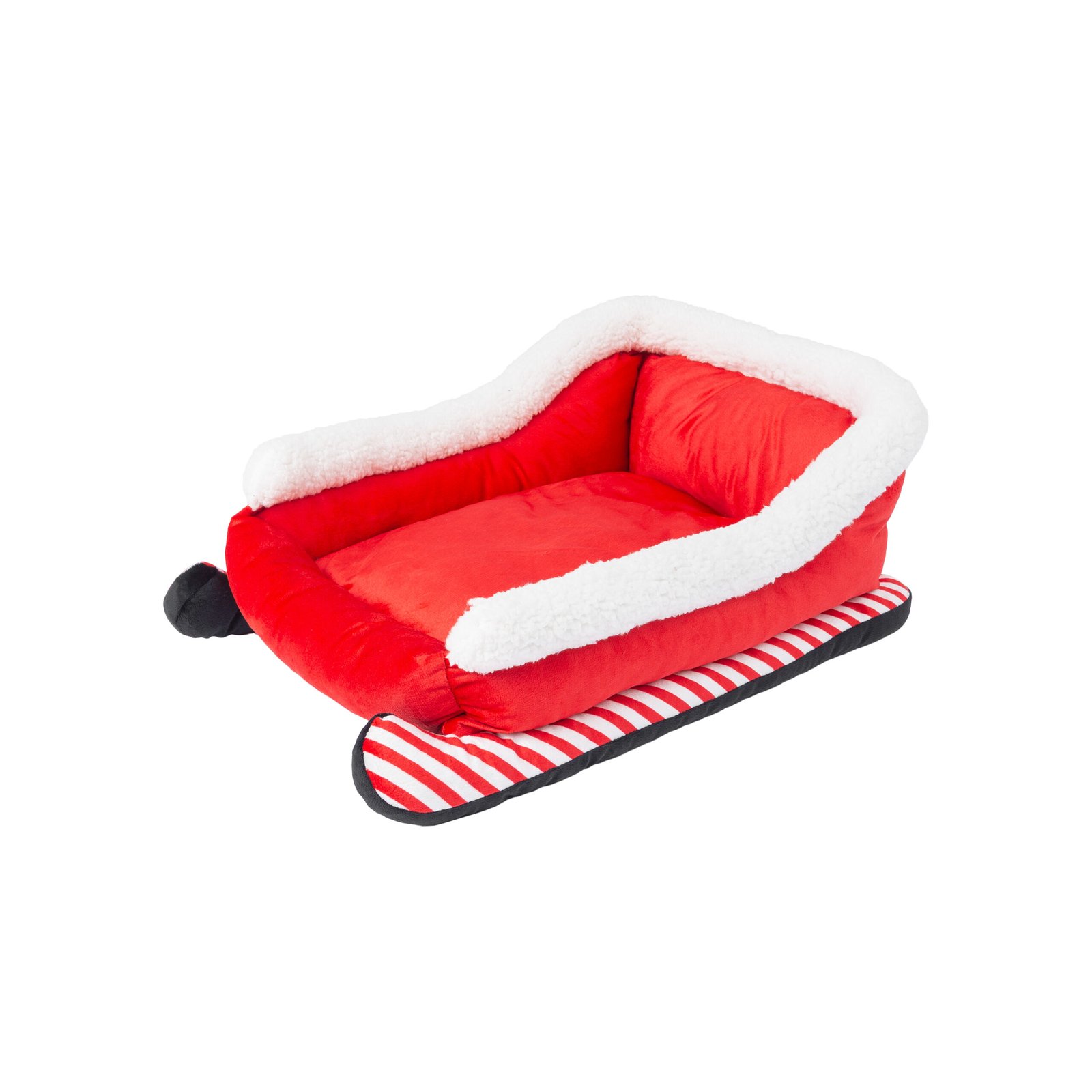 Holiday Themed Bed For Small Dogs and Cats, Xmas Sleigh Design - Image 2