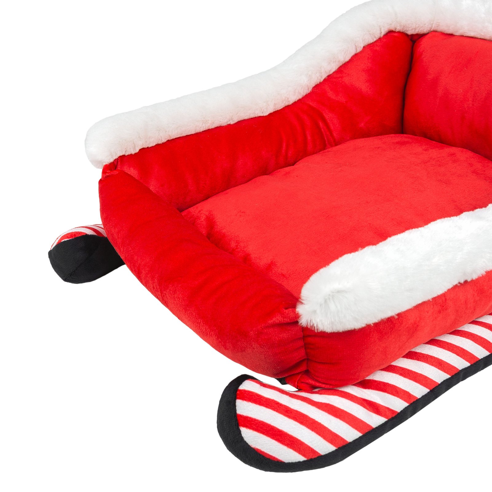 Holiday Themed Bed For Small Dogs and Cats, Xmas Sleigh Design - Image 3