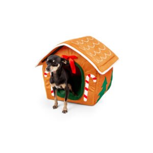 Holiday Themed Bed For Small Dogs and Cats, Gingerbread House Design