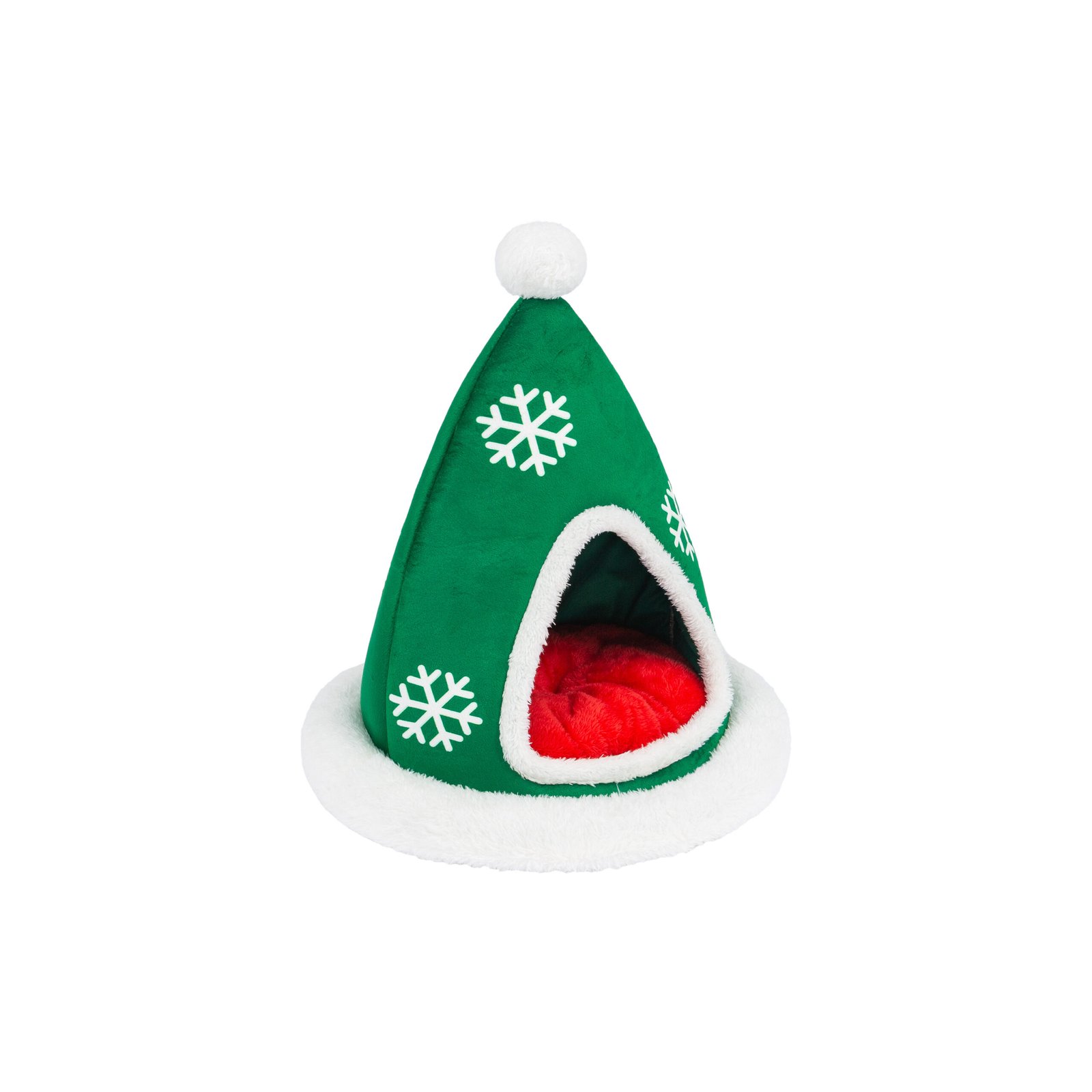 Holiday Themed Bed For Small Dogs and Cats, Elf Hat Design - Image 2