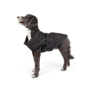 Light Quilted Dog Vest with Harness, Black