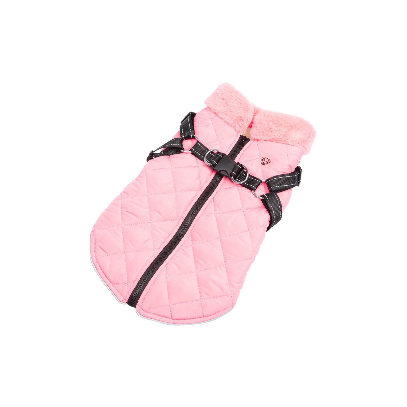 Light Quilted Dog Vest with Harness, Pink - Image 6