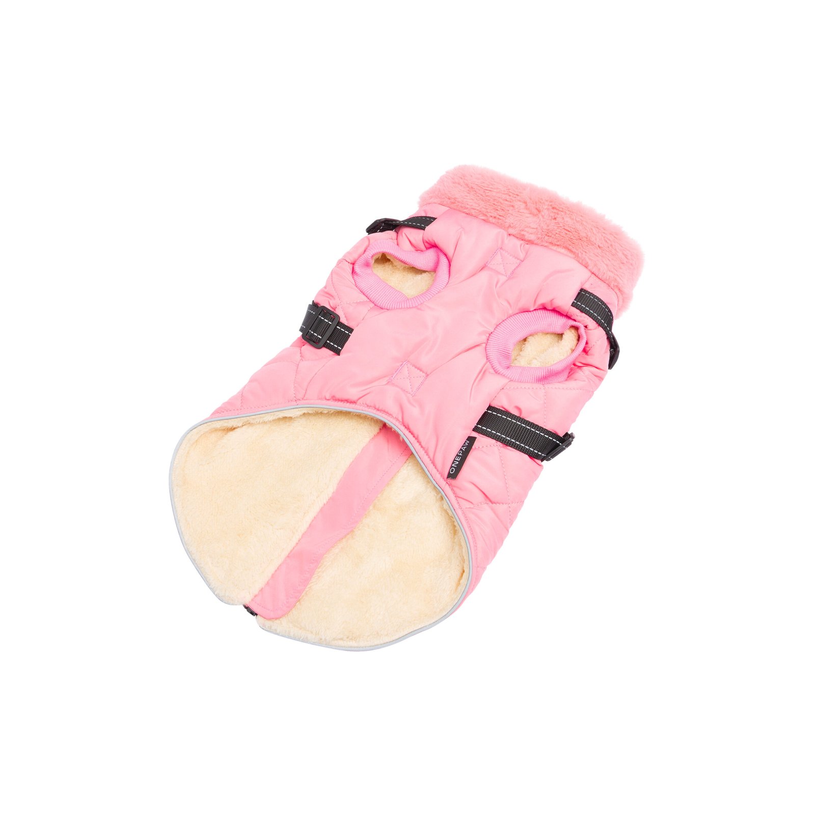 Light Quilted Dog Vest with Harness, Pink - Image 7