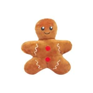 Holiday Gingerbread Plush Dog Toy, Soft plush holiday friend
