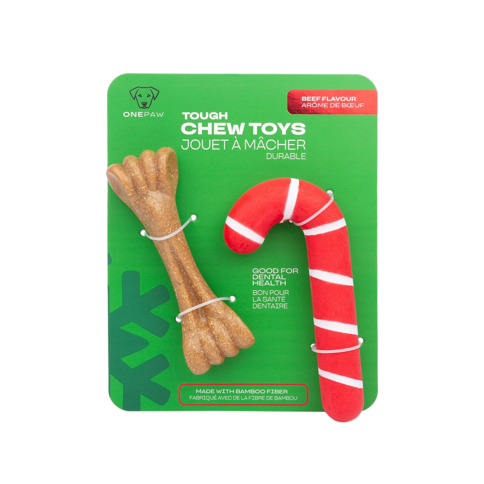 Holiday 2-Pack Bone, Dog Toy, Durable chew bones - Image 2