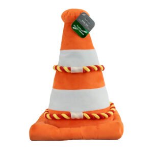 Safety Cone Dog Toy with Rope and Squeaker