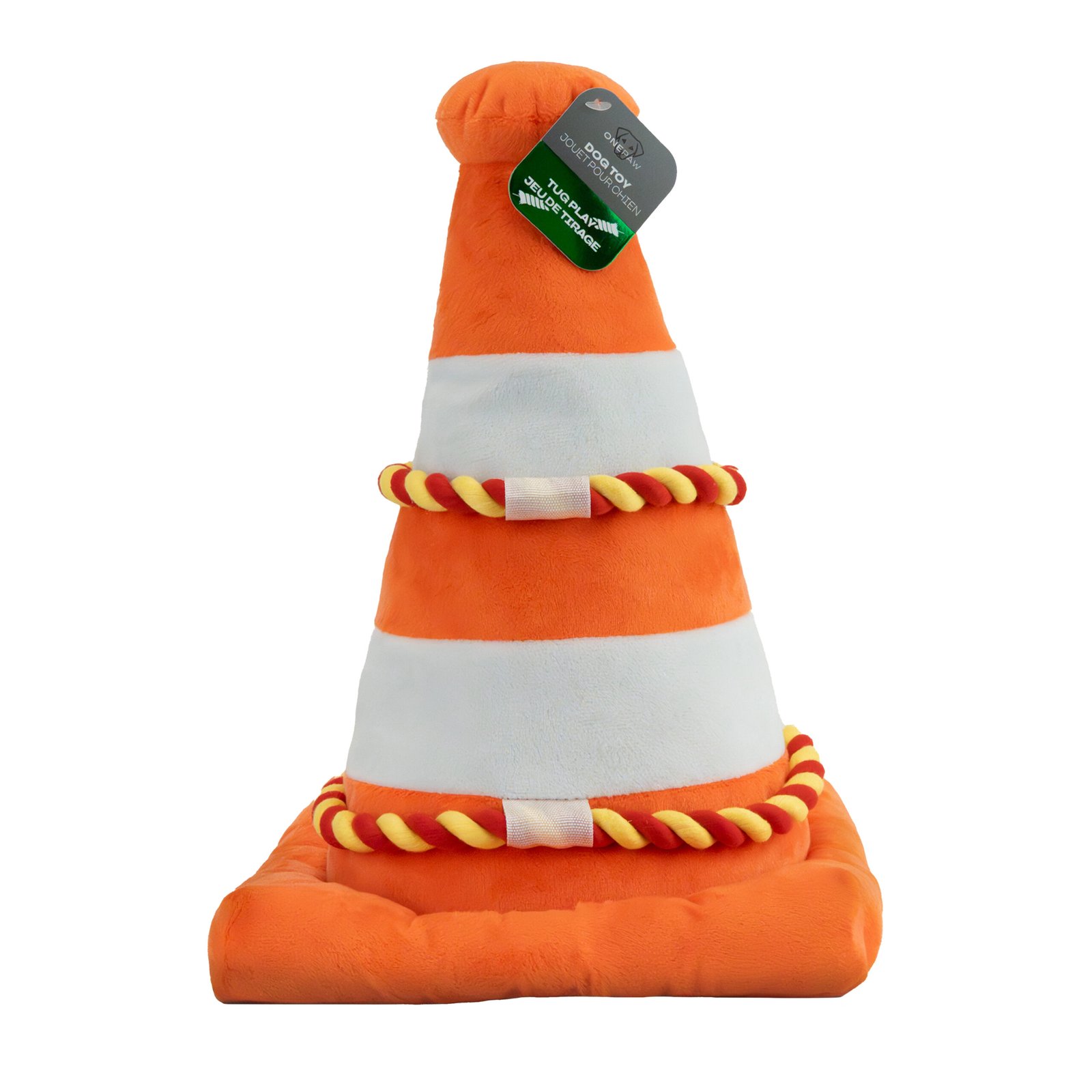 Safety Cone Dog Toy with Rope and Squeaker