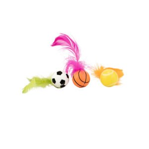 3-Pack Feathered Sport Balls for Cats